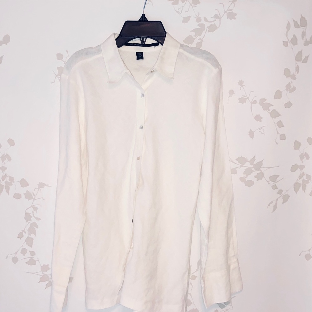 Isda & Co Linen white button up shirt